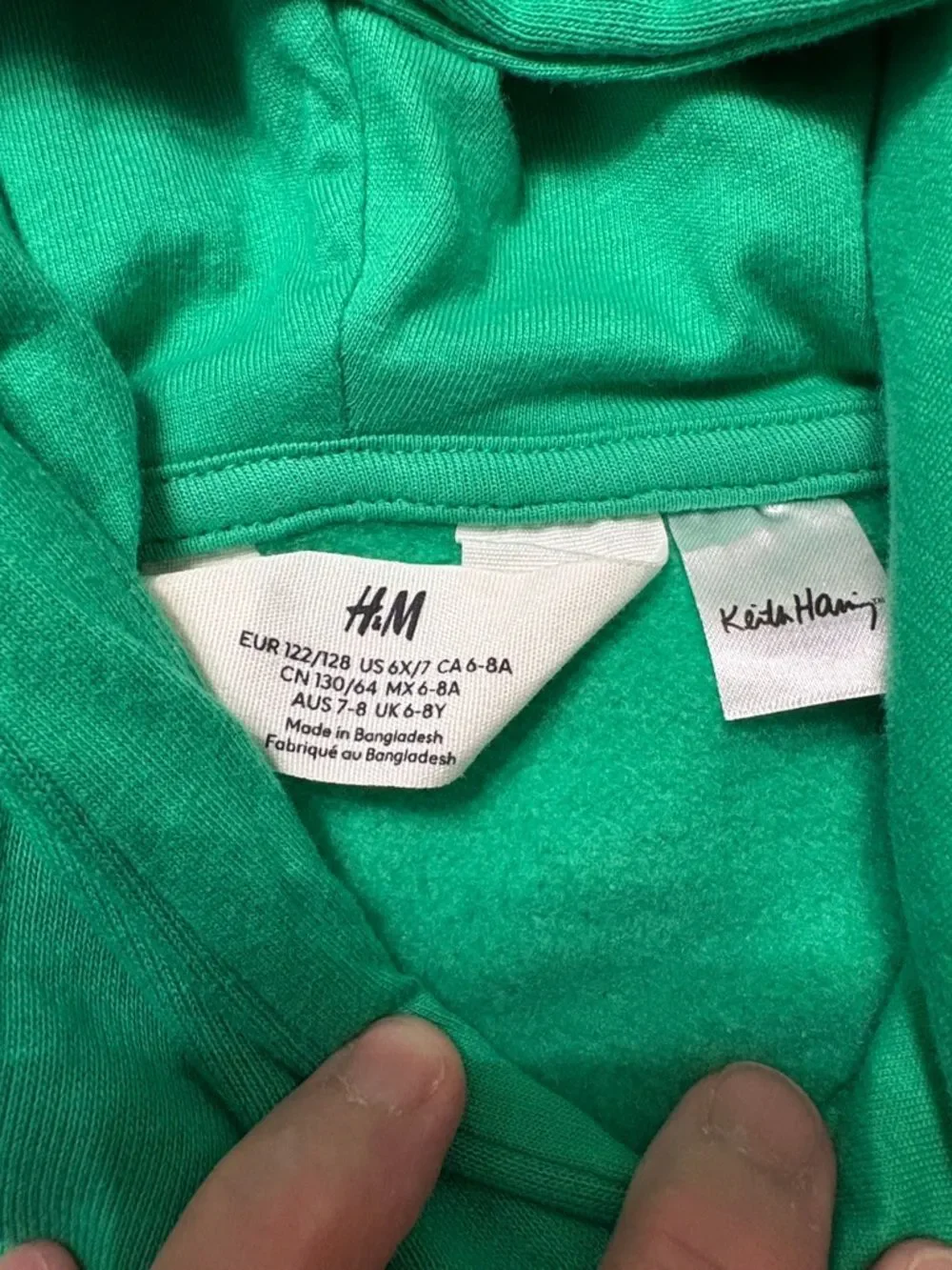 NWOT H&M Keith Haring Teal Green Kids Hoodie 6X/7